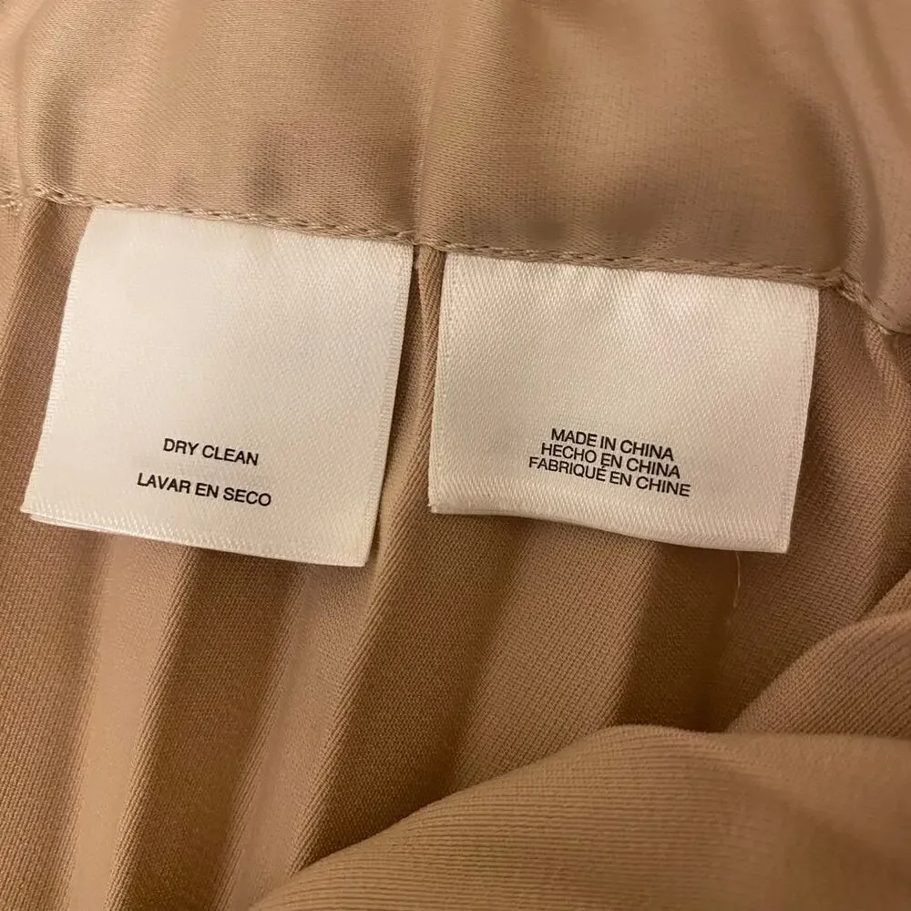 Anne Klein X-Large Beige / Tan Elastic Waistband Beige Pleated Flowy Midi Skirt